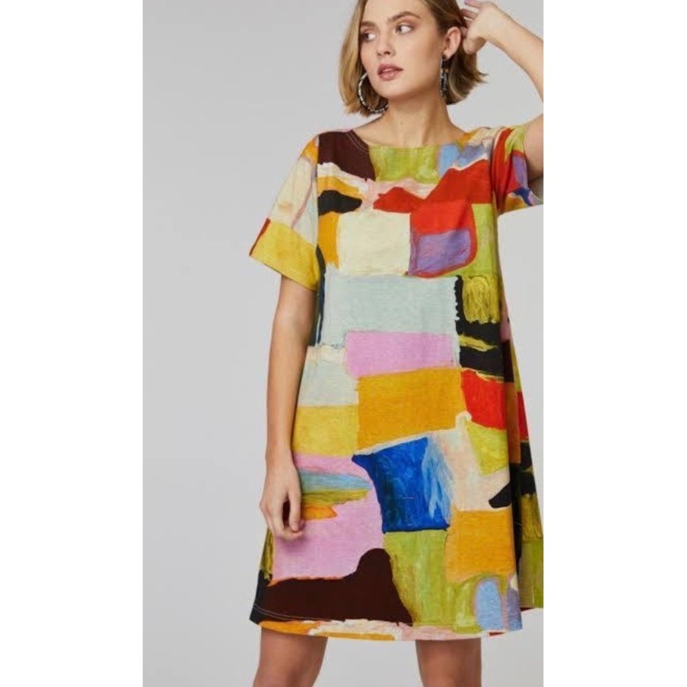 Gorman x Mangkaja Billabongs Swing Dress Womens XS Abstract Art Print Cotton